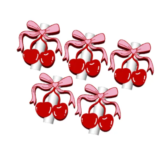 CHERRY BOW STRAW TOPPER